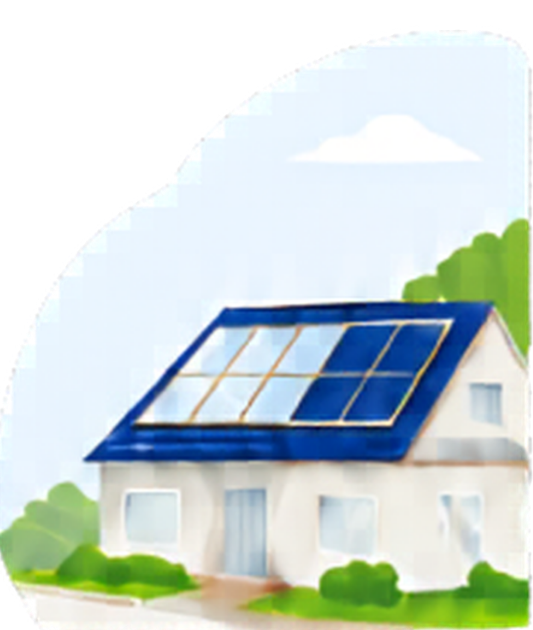 太陽光パネル付き住宅のイラスト